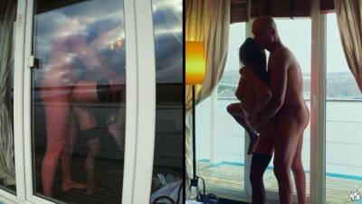 Couple Film Themselves Fucking From Inside Balcony Door, Girlfriend Laps Up Cum From Window - veryfreeporn.com