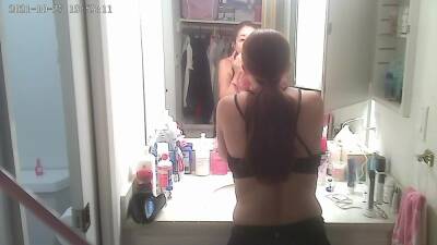 Japanese amateur wife getting undressed for shower and taking off her makeup - voyeurhit.com