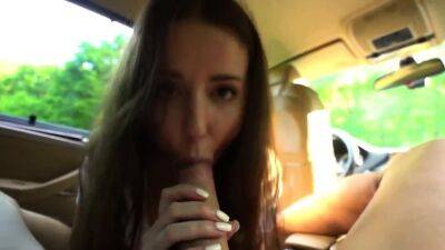 Dark haired amateur blowjob and handjob in fake taxi - drtuber.com