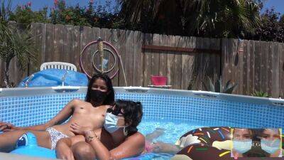 Pool Party Topless With Summer 2020 Covid Couple With Roxy Summers - hclips.com