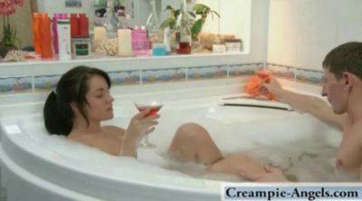 Watch this amateur teen with small tits take a shower and get a sticky creampie in her tight pussy - sexu.com