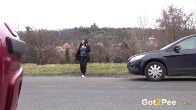 Brunette amateur craves public pee & gets kinky with a dildo - sexu.com - Czech Republic