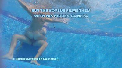 This couple thinks no one knows what they are doing underwater in the pool but the voyeur does - hclips.com