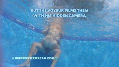 This couple thinks no one knows what they are doing underwater in the pool but the voyeur does - hclips.com