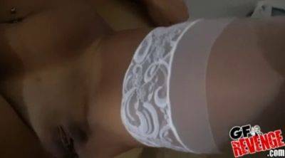 Watch this hot homemade video of a tanned ex-girlfriend in lingerie & stockings get naughty in POV - sexu.com