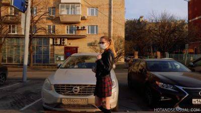 Amateur Public Upskirt No Panties Street Walk With Braless Boobs And Vagina Flashing With Thick Legs - hclips.com - Russia