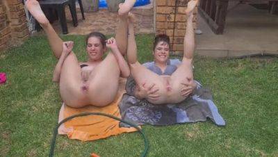 Two Amateur Friends Anal Water Play with Squirting in the Garden - xxxfiles.com