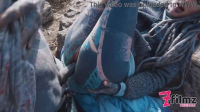 Caught while wild public sex on a ruine - POV, tattoo couple, split tounge blow job - punk, goth - sexu.com