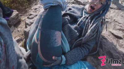 Caught while wild public sex on a ruine - POV, tattoo couple, split tounge blow job - punk, goth - sexu.com