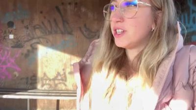 Blonde teen with nipple piercing masturbates at bus stop - German amateur solo - xxxfiles.com - Germany