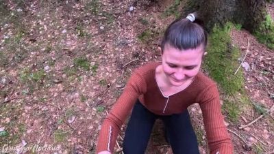 Hot Russian Wife Gives Wild Blowjob in Forest - Homemade POV Sex - porntry.com - Russia