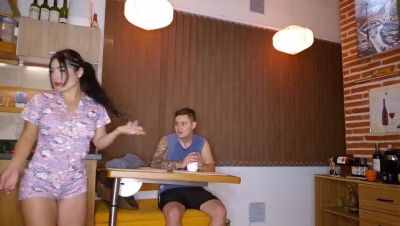 Sexy Latina with big tits fucks hard in kitchen - amateur homemade doggy style - xxxfiles.com
