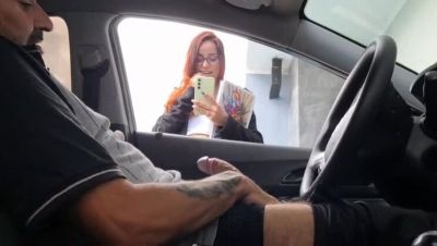 Risky Public Jerk Off to College Teens - Redhead Amateur Blowjob in Car 4K - veryfreeporn.com - Brazil