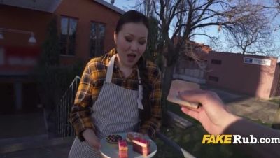 Erik Everhard - Amateur Asian Baker Fucks Hard in Public - POV Creampie with Luna Truelove - porntry.com