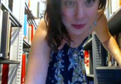 Stripping Down in the Library on Webcam - drtuber.com