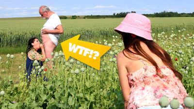 Caught Old Couple Fucking in the Field! Granny Was So Wet, I Had to Slide In Too at GrandParentsX - txxx.com