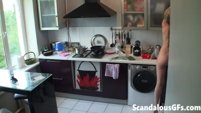 Sexy blonde teen in the kitchen on spycam - txxx.com