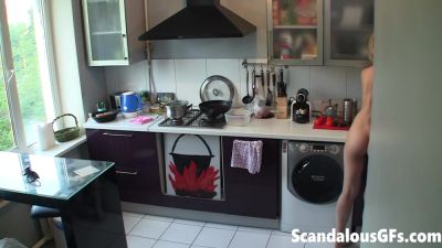 Sexy blonde teen in the kitchen on spycam - txxx.com