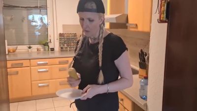 German Big Tit Amateur Sticks A Corn Up Her Cunt & Licks The Pussy Juice German - hclips.com - Germany