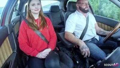 Hot German Teen Redhead Fucks Older Man in Car - Full HD 4K Amateur Sex - porntry.com - Germany